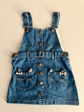 Wonder Nation Toddler Girls Cat Face Denim Jumper Dress. 3T